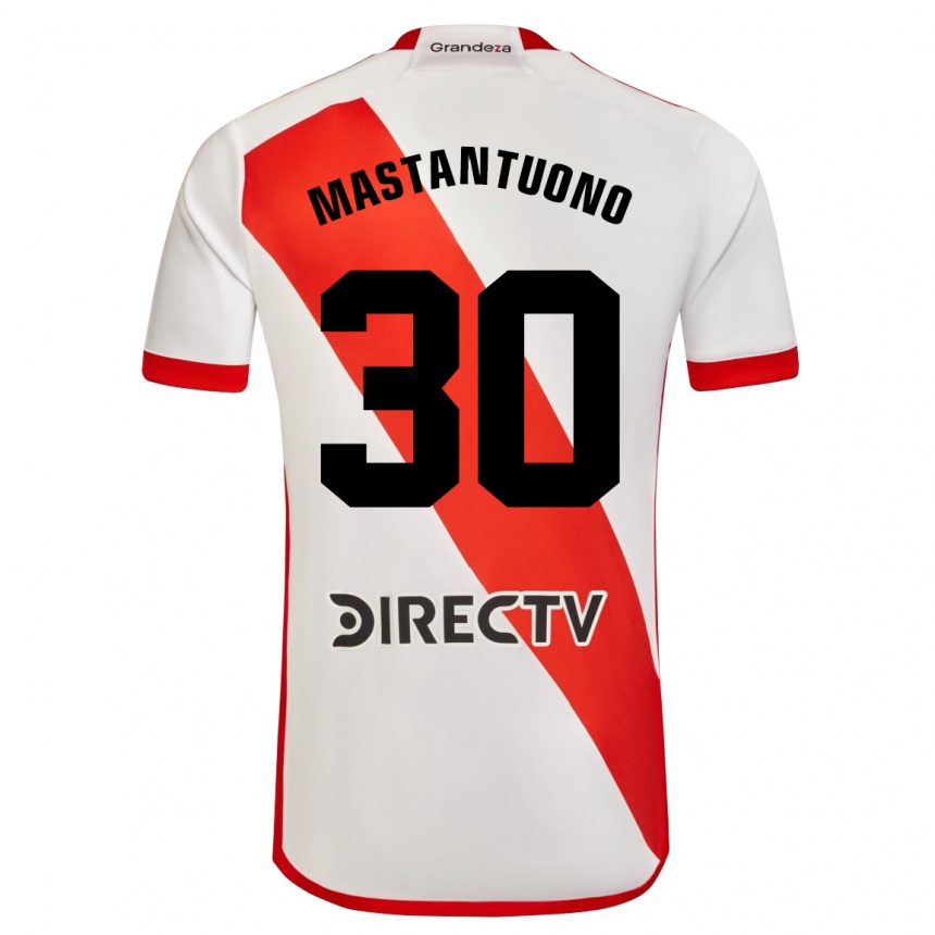 Niño Fútbol Camiseta Franco Mastantuono #30 Blanco Rojo 1ª Equipación 2024/25 Argentina