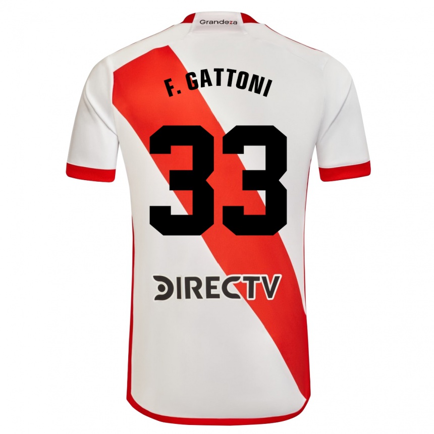 Niño Fútbol Camiseta Federico Gattoni #33 Blanco Rojo 1ª Equipación 2024/25 Argentina