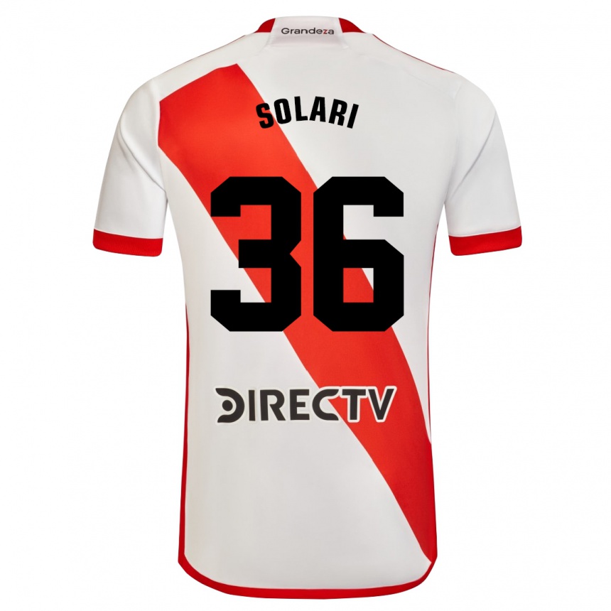 Niño Fútbol Camiseta Pablo Solari #36 Blanco Rojo 1ª Equipación 2024/25 Argentina