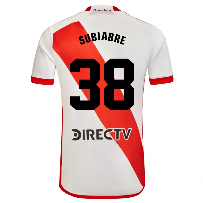 Niño Fútbol Camiseta Ian Subiabre #38 Blanco Rojo 1ª Equipación 2024/25 Argentina