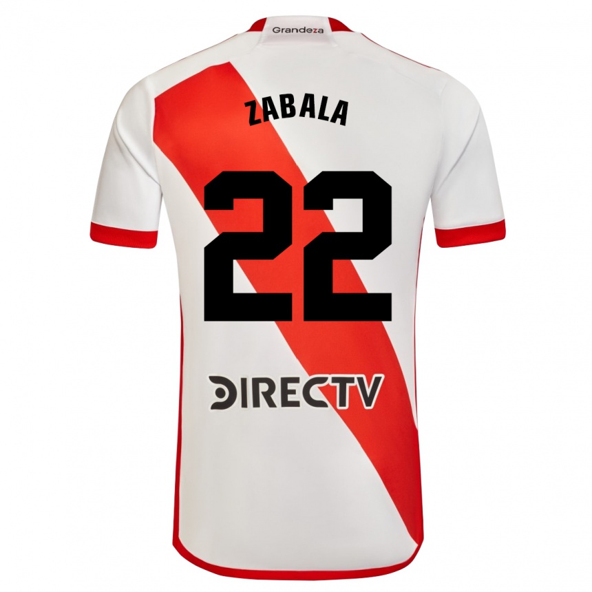 Niño Fútbol Camiseta Daniel Zabala #22 Blanco Rojo 1ª Equipación 2024/25 Argentina