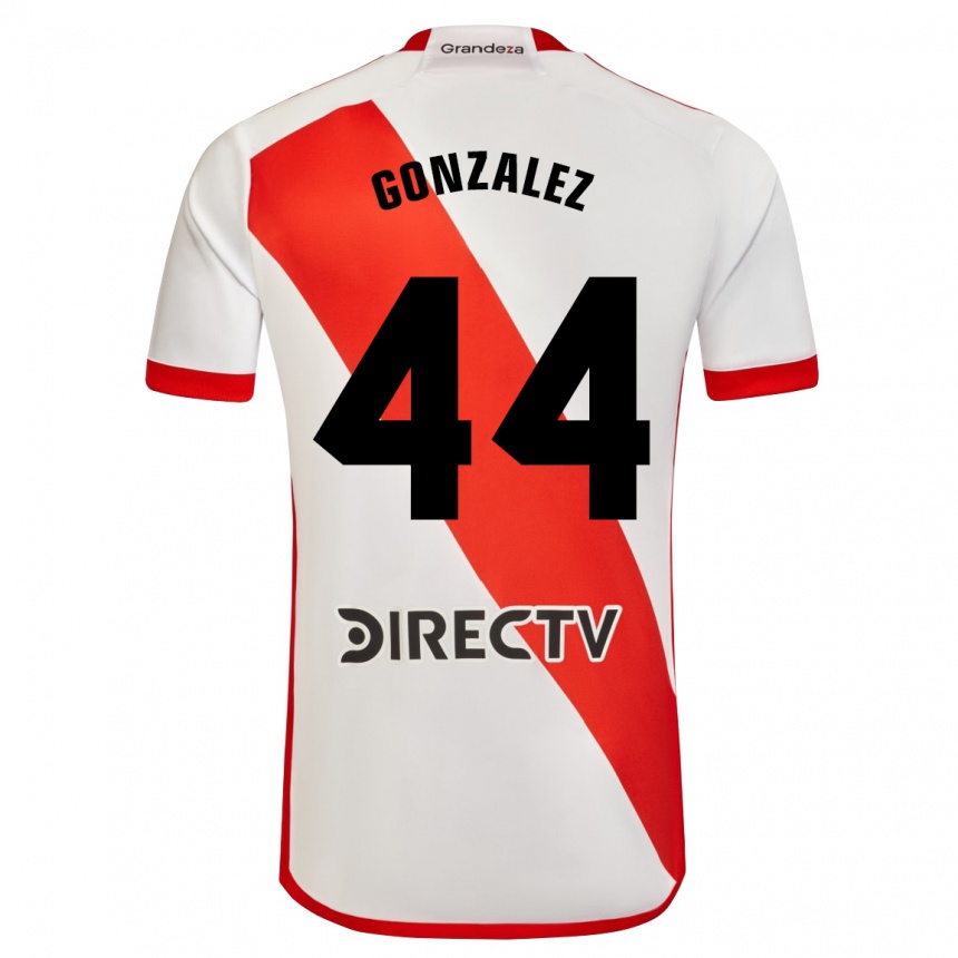 Niño Fútbol Camiseta Alexis González #44 Blanco Rojo 1ª Equipación 2024/25 Argentina