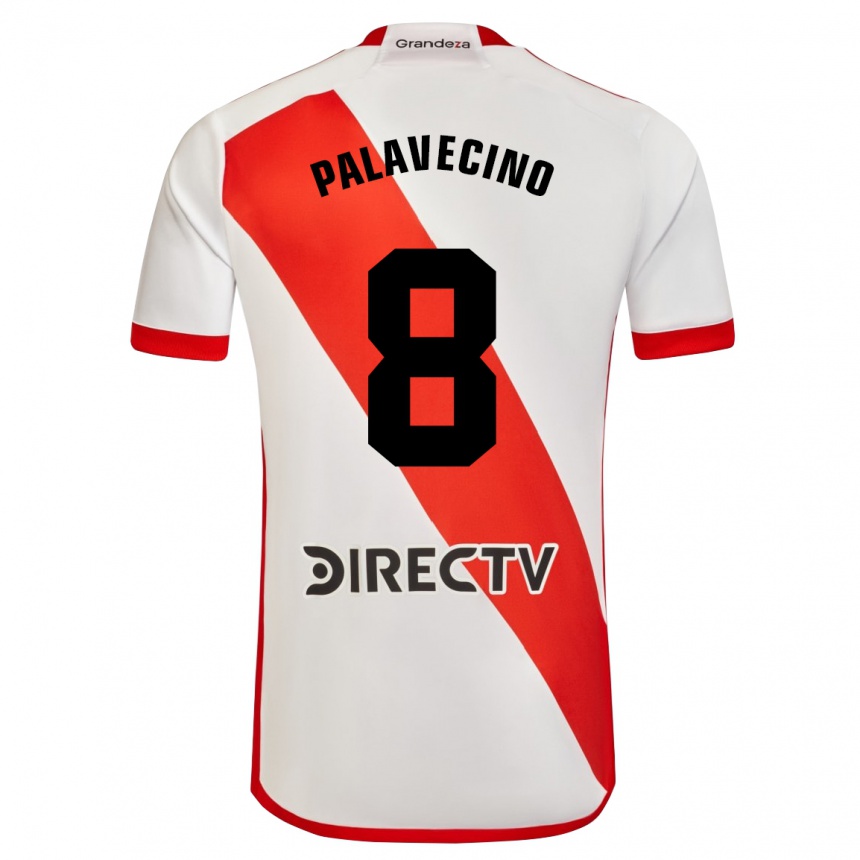 Niño Fútbol Camiseta Agustín Palavecino #8 Blanco Rojo 1ª Equipación 2024/25 Argentina