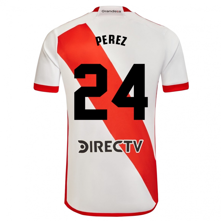 Niño Fútbol Camiseta Enzo Pérez #24 Blanco Rojo 1ª Equipación 2024/25 Argentina