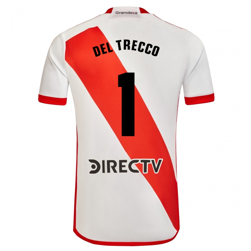 Niño Fútbol Camiseta Martina Del Trecco #1 Blanco Rojo 1ª Equipación 2024/25 Argentina