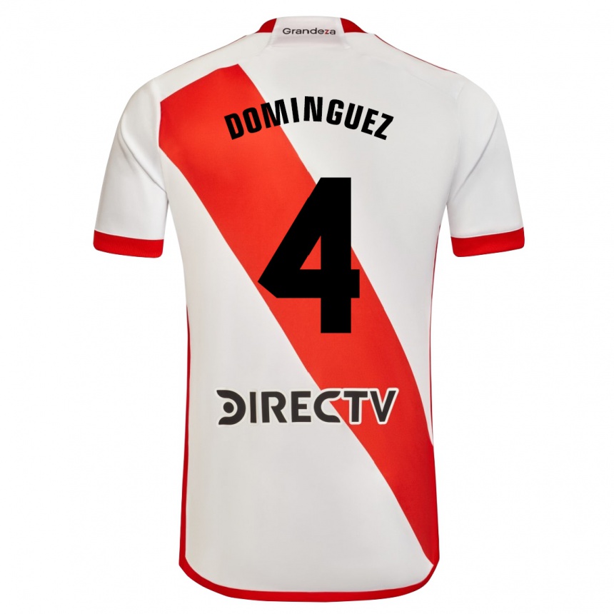 Niño Fútbol Camiseta Evelyn Sofía Domínguez #4 Blanco Rojo 1ª Equipación 2024/25 Argentina