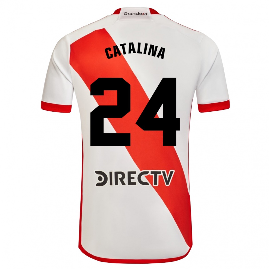 Niño Fútbol Camiseta Catalina Julia Primo #24 Blanco Rojo 1ª Equipación 2024/25 Argentina