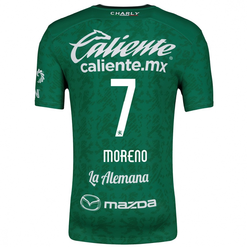 Niño Fútbol Camiseta Iván Moreno #7 Verde Blanco 1ª Equipación 2024/25 Argentina