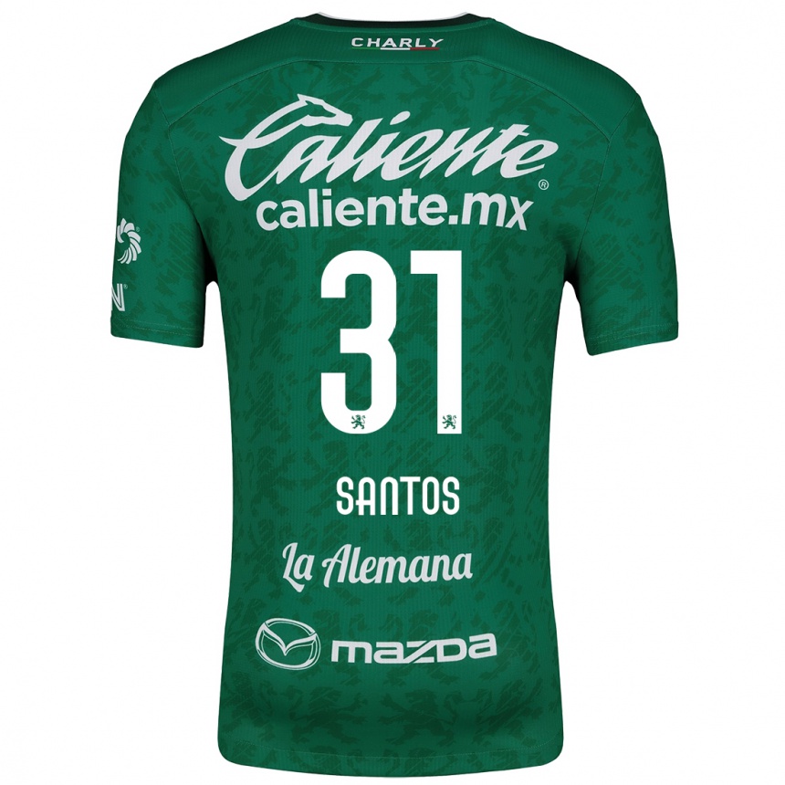 Niño Fútbol Camiseta Sebastián Santos #31 Verde Blanco 1ª Equipación 2024/25 Argentina