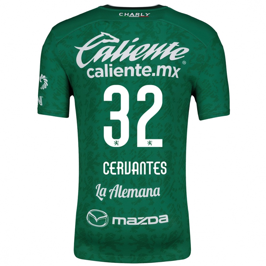 Niño Fútbol Camiseta Luis Cervantes #32 Verde Blanco 1ª Equipación 2024/25 Argentina