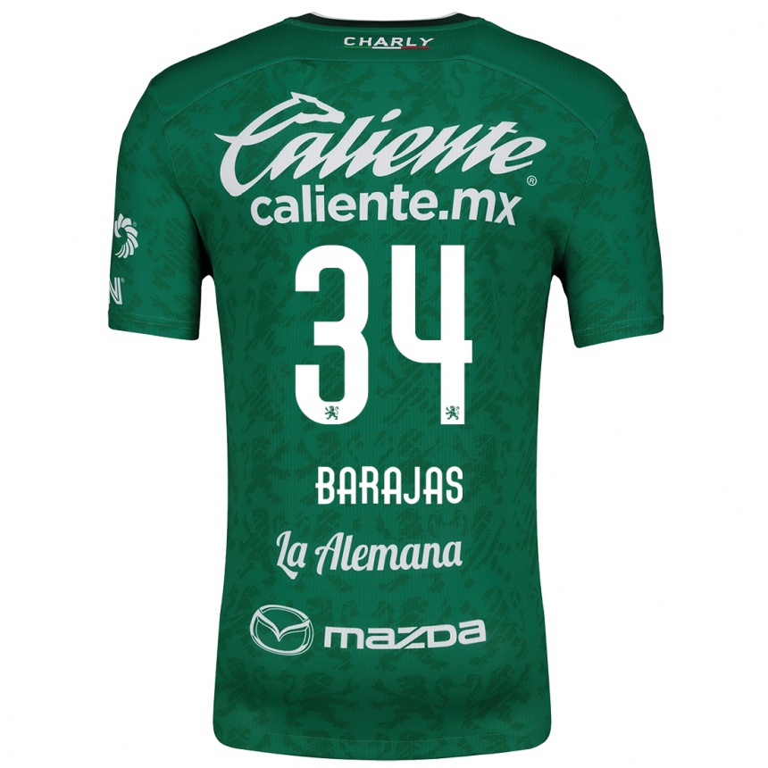 Niño Fútbol Camiseta Víctor Barajas #34 Verde Blanco 1ª Equipación 2024/25 Argentina