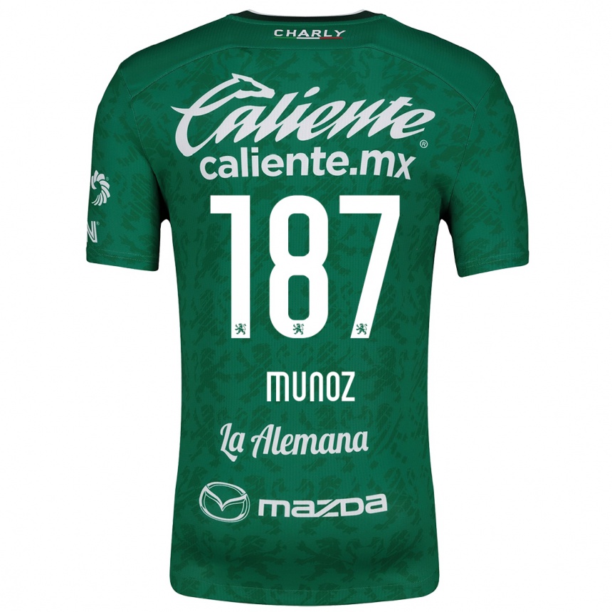 Niño Fútbol Camiseta Diego Muñoz #187 Verde Blanco 1ª Equipación 2024/25 Argentina