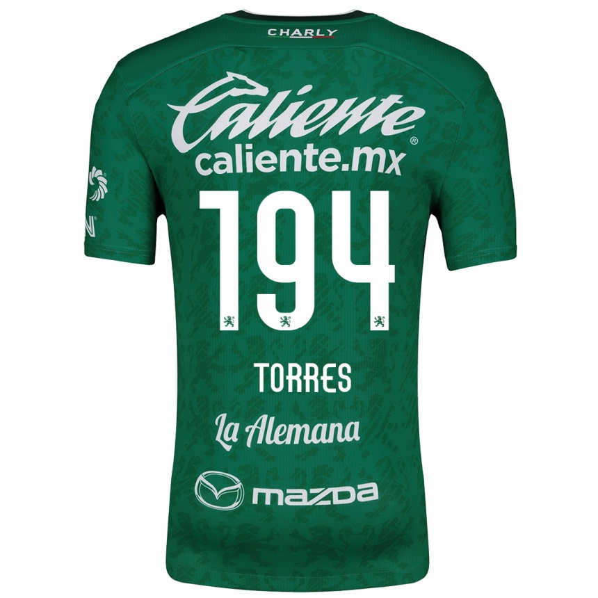 Niño Fútbol Camiseta Erick Torres #194 Verde Blanco 1ª Equipación 2024/25 Argentina