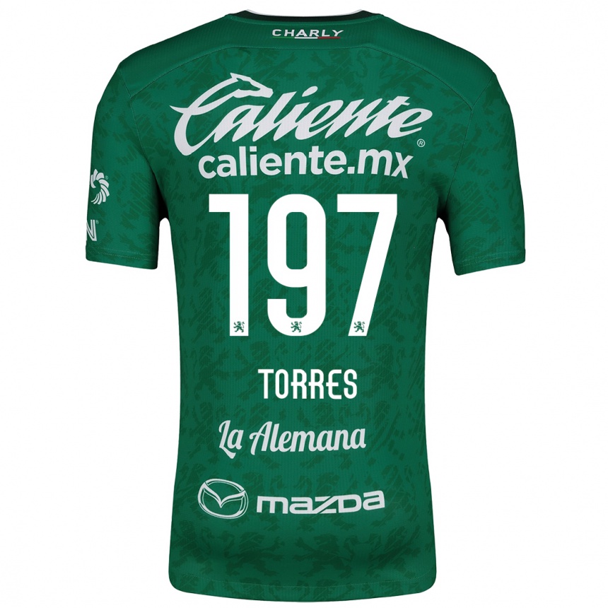 Niño Fútbol Camiseta Erick Torres #197 Verde Blanco 1ª Equipación 2024/25 Argentina