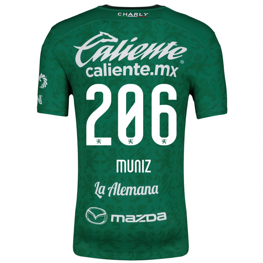 Niño Fútbol Camiseta Isaác Muñíz #206 Verde Blanco 1ª Equipación 2024/25 Argentina