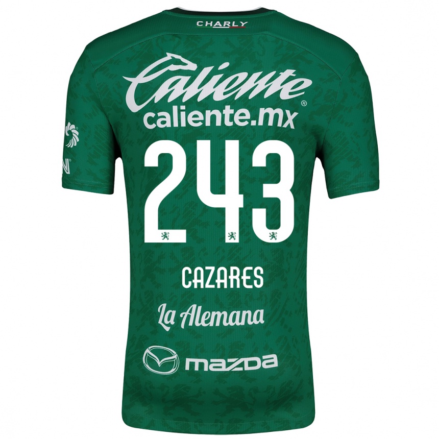 Niño Fútbol Camiseta Juan Cázares #243 Verde Blanco 1ª Equipación 2024/25 Argentina