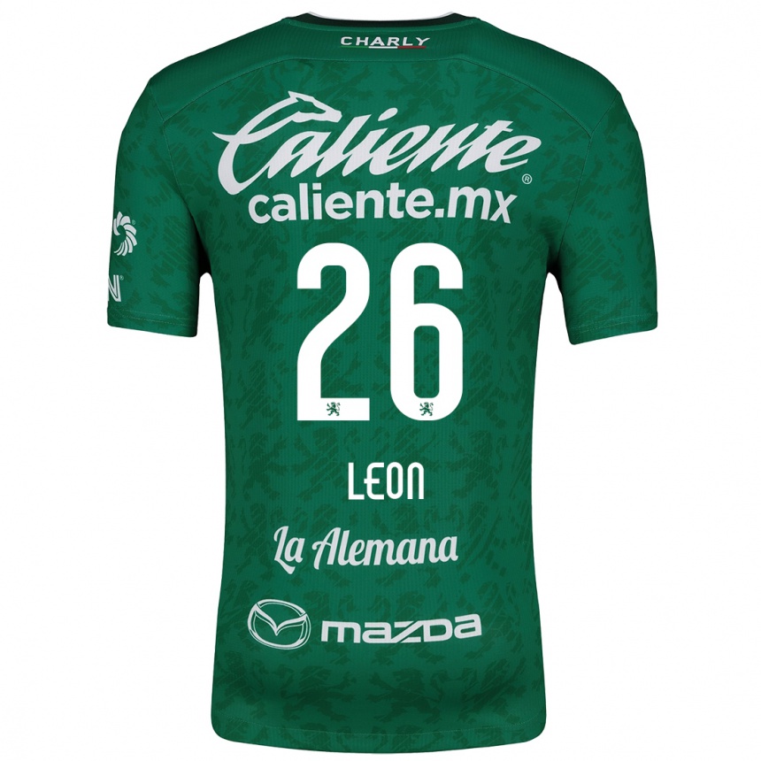 Niño Fútbol Camiseta Armando León #26 Verde Blanco 1ª Equipación 2024/25 Argentina