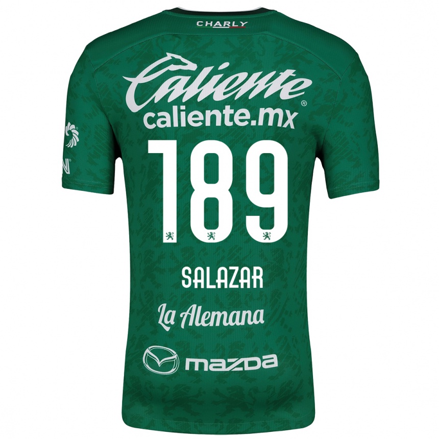 Niño Fútbol Camiseta José Salazar #189 Verde Blanco 1ª Equipación 2024/25 Argentina