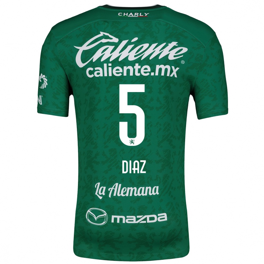 Niño Fútbol Camiseta Brenda Díaz #5 Verde Blanco 1ª Equipación 2024/25 Argentina