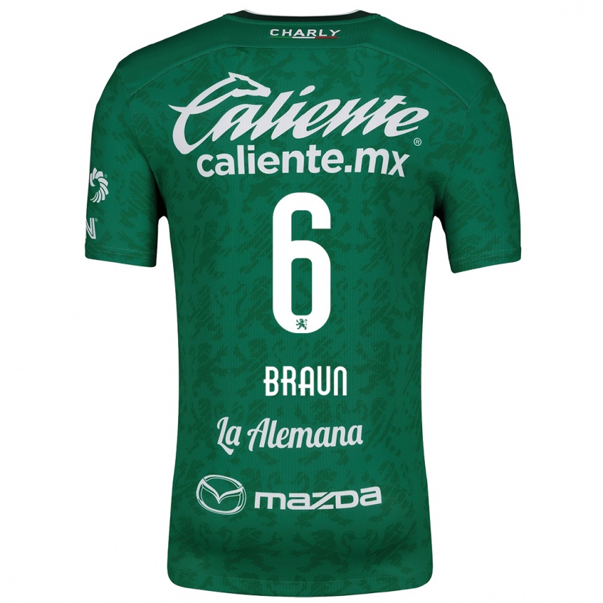 Niño Fútbol Camiseta Sophia Braun #6 Verde Blanco 1ª Equipación 2024/25 Argentina