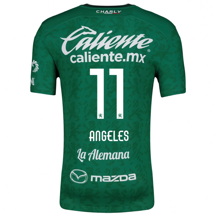 Niño Fútbol Camiseta Lizbeth Ángeles #11 Verde Blanco 1ª Equipación 2024/25 Argentina