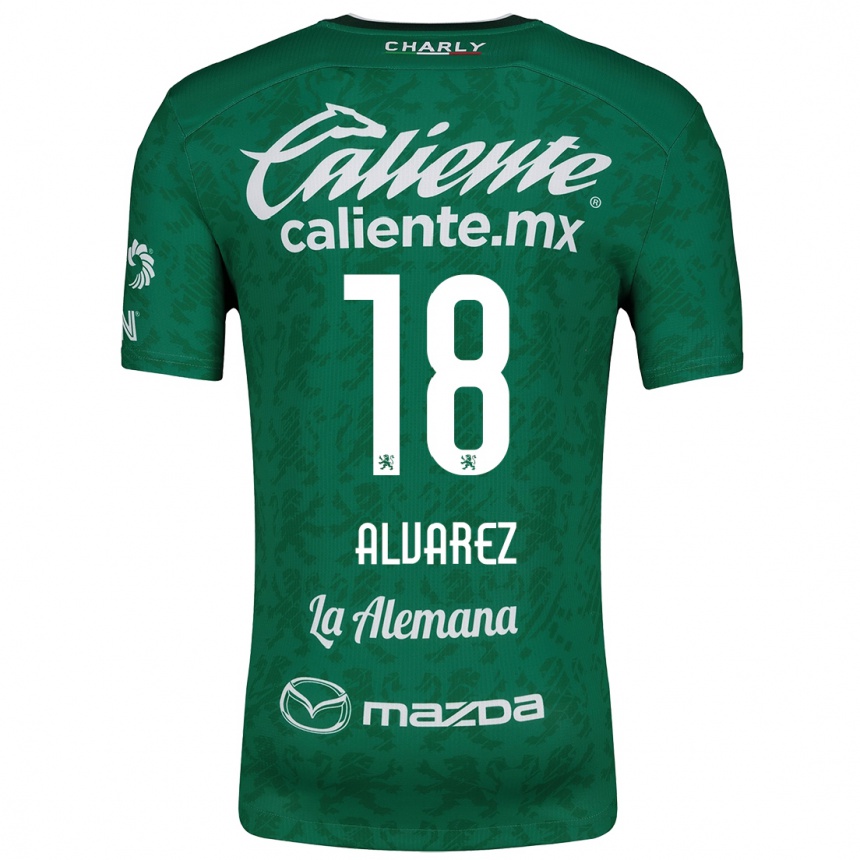 Niño Fútbol Camiseta Yazmin Álvarez #18 Verde Blanco 1ª Equipación 2024/25 Argentina