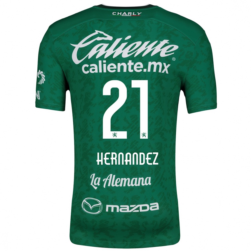 Niño Fútbol Camiseta Alexa Hernández #21 Verde Blanco 1ª Equipación 2024/25 Argentina