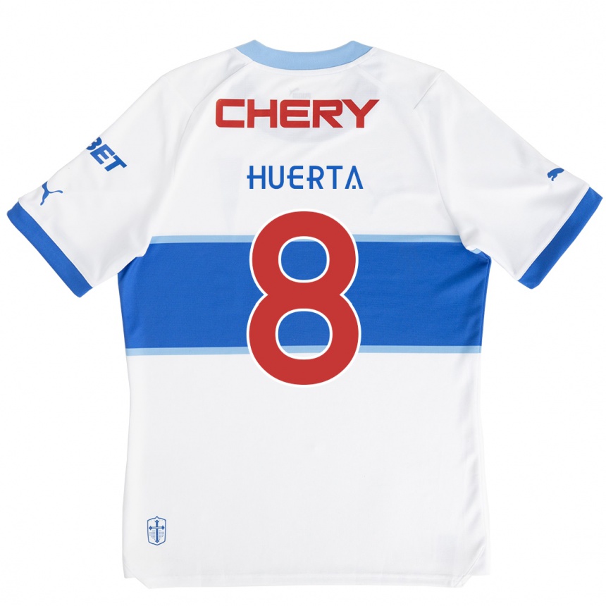 Niño Fútbol Camiseta Valber Huerta #8 Blanco Azul 1ª Equipación 2024/25 Argentina