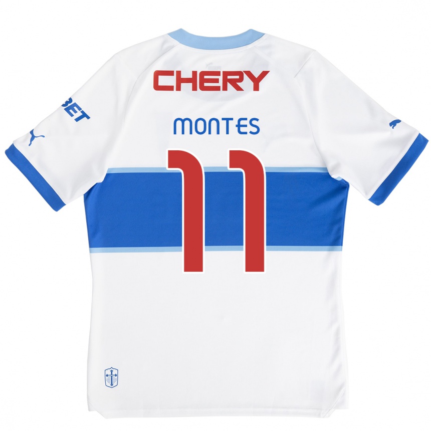 Niño Fútbol Camiseta Clemente Montes #11 Blanco Azul 1ª Equipación 2024/25 Argentina