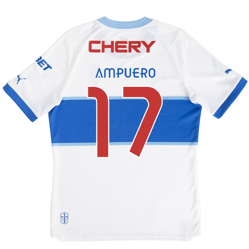 Niño Fútbol Camiseta Branco Ampuero #17 Blanco Azul 1ª Equipación 2024/25 Argentina