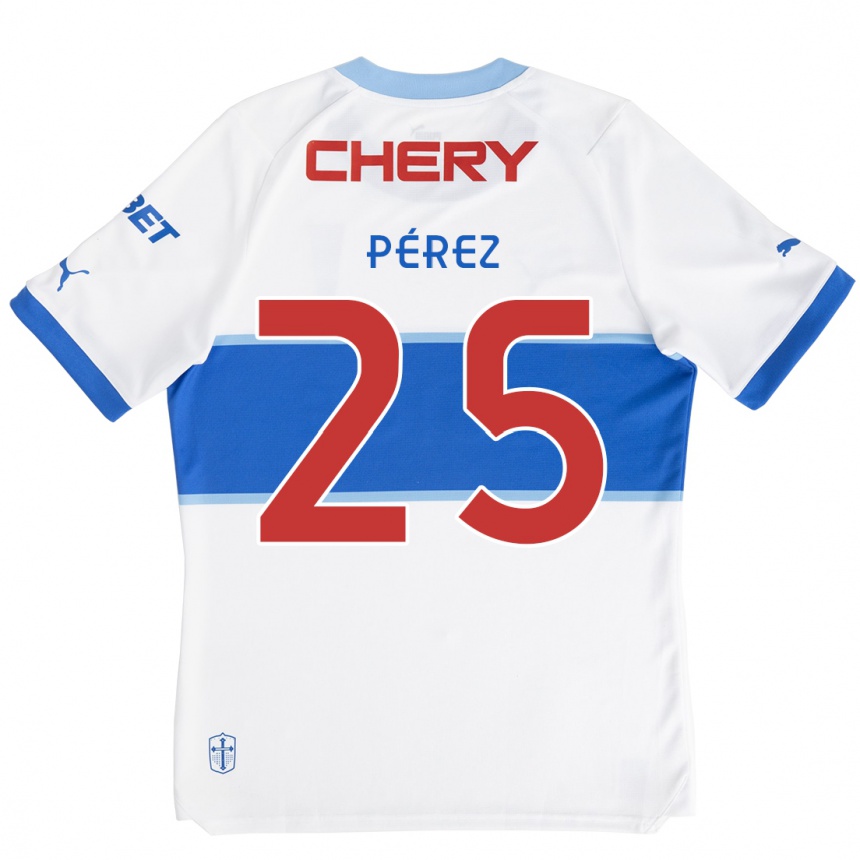 Niño Fútbol Camiseta Sebastián Pérez #25 Blanco Azul 1ª Equipación 2024/25 Argentina