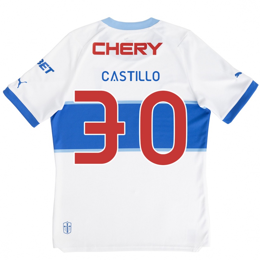 Niño Fútbol Camiseta Nicolás Castillo #30 Blanco Azul 1ª Equipación 2024/25 Argentina