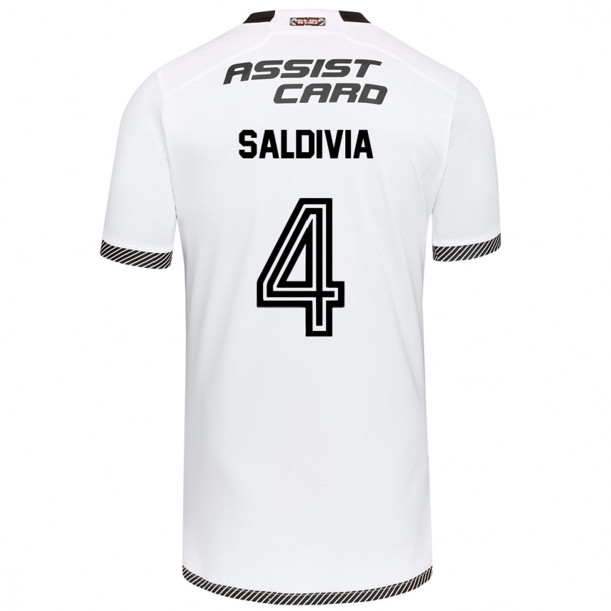 Niño Fútbol Camiseta Alan Saldivia #4 Blanco Negro 1ª Equipación 2024/25 Argentina