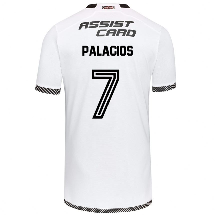 Niño Fútbol Camiseta Carlos Palacios #7 Blanco Negro 1ª Equipación 2024/25 Argentina