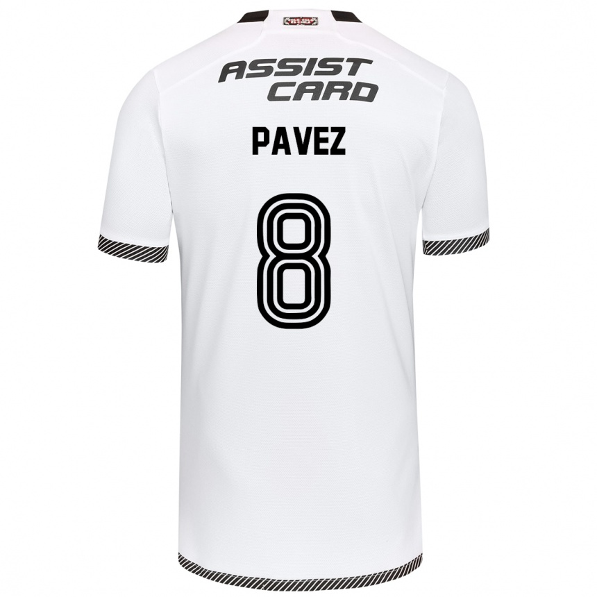 Niño Fútbol Camiseta Esteban Pavez #8 Blanco Negro 1ª Equipación 2024/25 Argentina