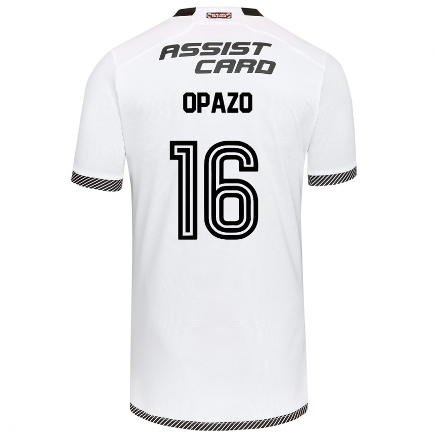 Niño Fútbol Camiseta Óscar Opazo #16 Blanco Negro 1ª Equipación 2024/25 Argentina