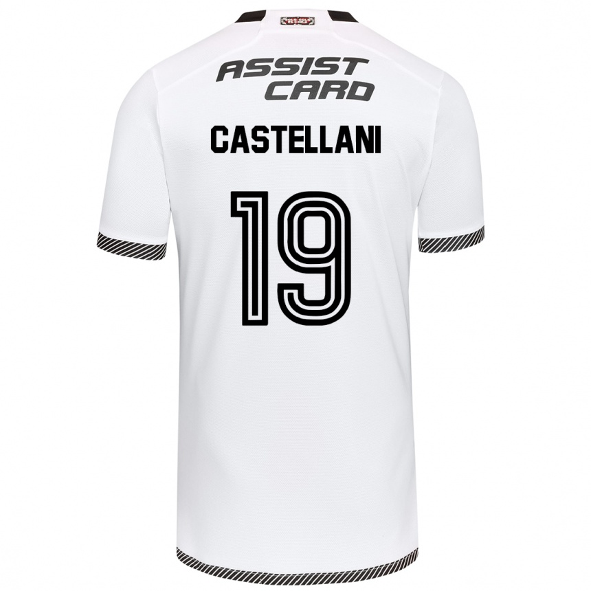 Niño Fútbol Camiseta Gonzalo Castellani #19 Blanco Negro 1ª Equipación 2024/25 Argentina