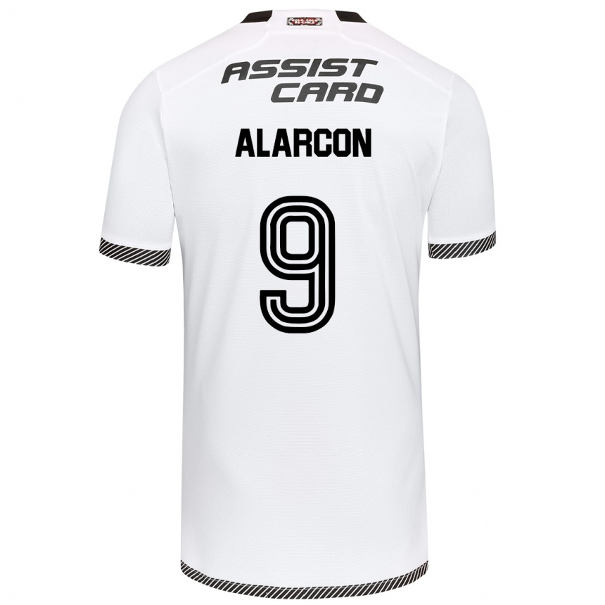 Niño Fútbol Camiseta Cristian Alarcón #9 Blanco Negro 1ª Equipación 2024/25 Argentina