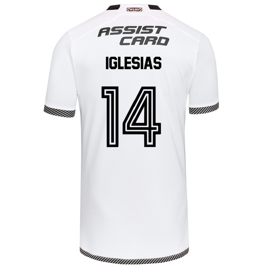 Niño Fútbol Camiseta Luciano Iglesias #14 Blanco Negro 1ª Equipación 2024/25 Argentina