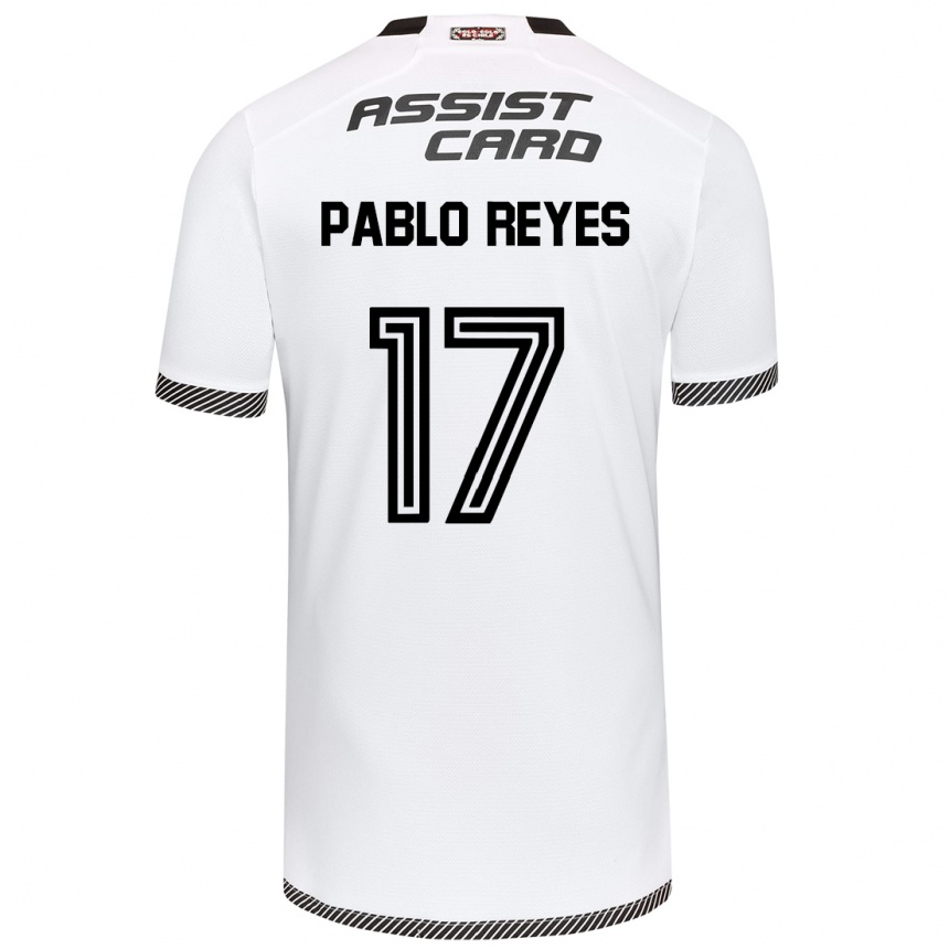 Niño Fútbol Camiseta Juan Pablo Reyes #17 Blanco Negro 1ª Equipación 2024/25 Argentina