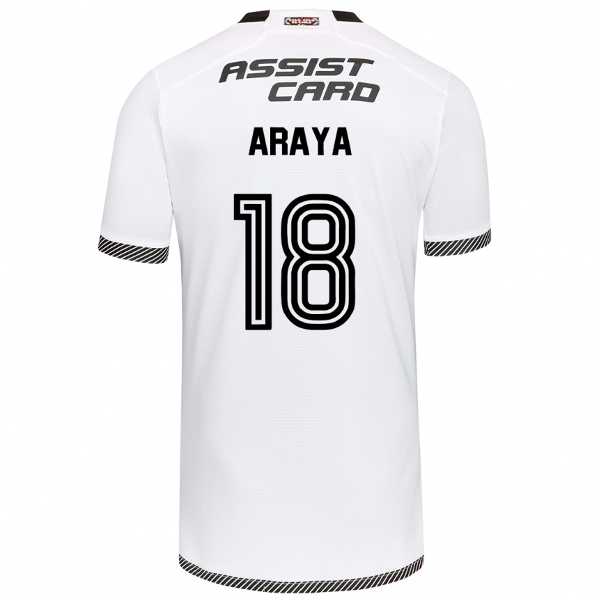 Niño Fútbol Camiseta Benjamín Araya #18 Blanco Negro 1ª Equipación 2024/25 Argentina