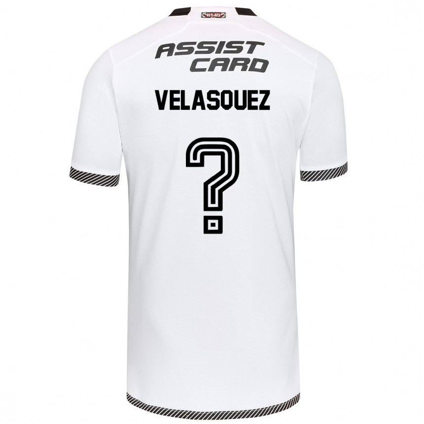 Niño Fútbol Camiseta Milovan Velásquez #0 Blanco Negro 1ª Equipación 2024/25 Argentina