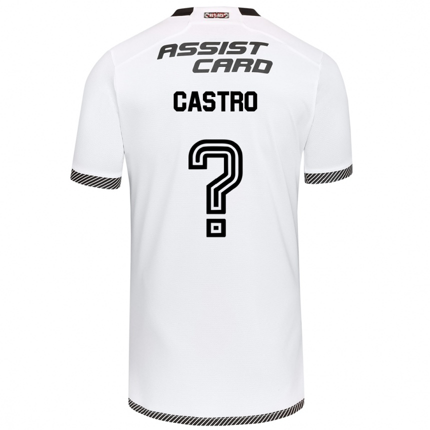 Niño Fútbol Camiseta Benjamín Castro #0 Blanco Negro 1ª Equipación 2024/25 Argentina