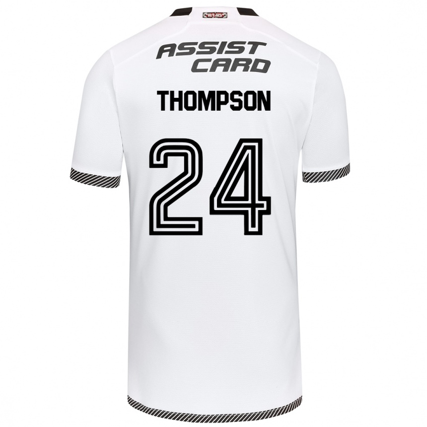 Niño Fútbol Camiseta Jordhy Thompson #24 Blanco Negro 1ª Equipación 2024/25 Argentina