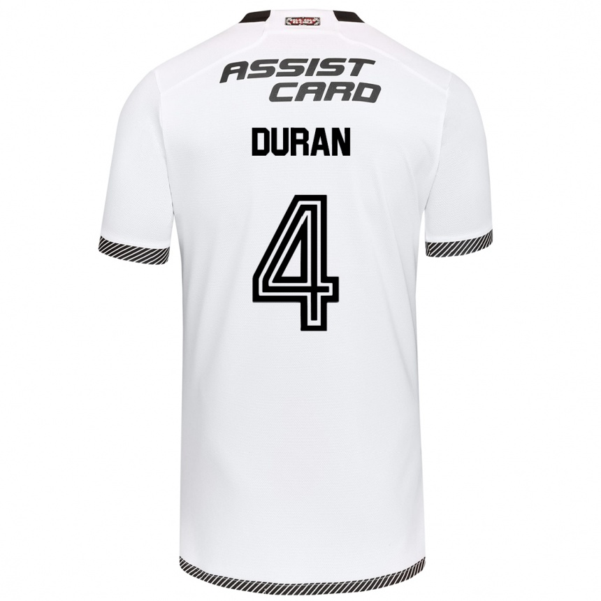 Niño Fútbol Camiseta Elisa Durán #4 Blanco Negro 1ª Equipación 2024/25 Argentina