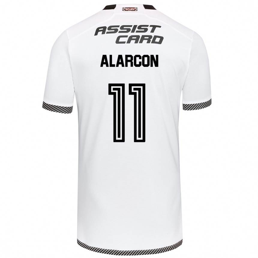 Niño Fútbol Camiseta Antonia Alarcón #11 Blanco Negro 1ª Equipación 2024/25 Argentina