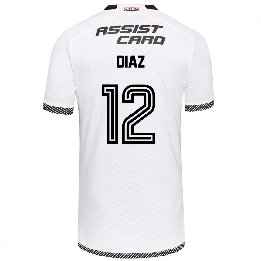 Niño Fútbol Camiseta Javiera Díaz #12 Blanco Negro 1ª Equipación 2024/25 Argentina