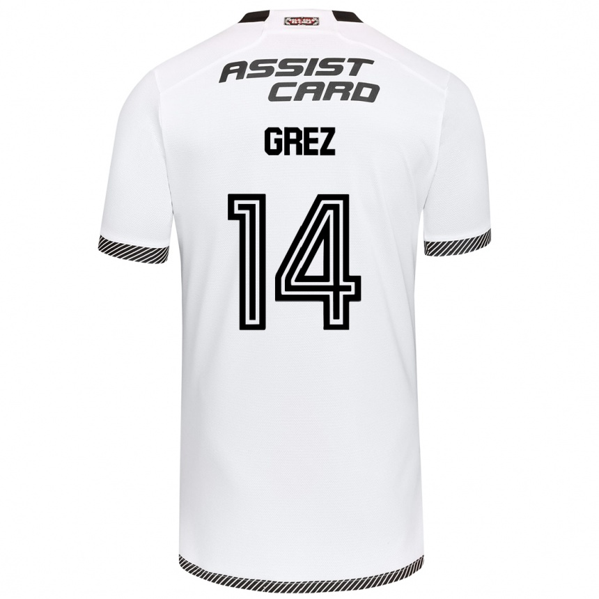 Niño Fútbol Camiseta Javiera Grez #14 Blanco Negro 1ª Equipación 2024/25 Argentina