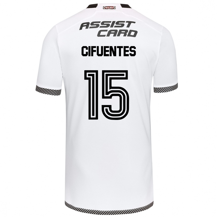 Niño Fútbol Camiseta Anaís Cifuentes #15 Blanco Negro 1ª Equipación 2024/25 Argentina