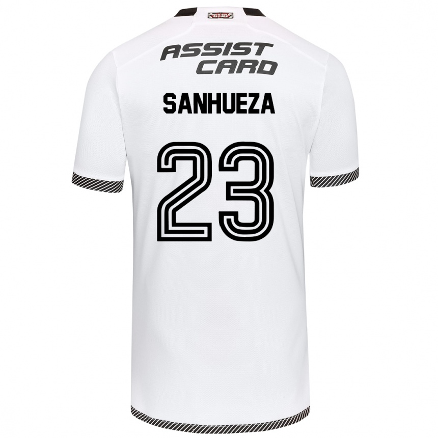 Niño Fútbol Camiseta Nicol Sanhueza #23 Blanco Negro 1ª Equipación 2024/25 Argentina